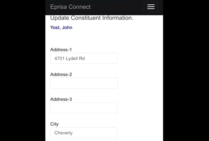 Eprisa Connect Address Change from Mobile Device